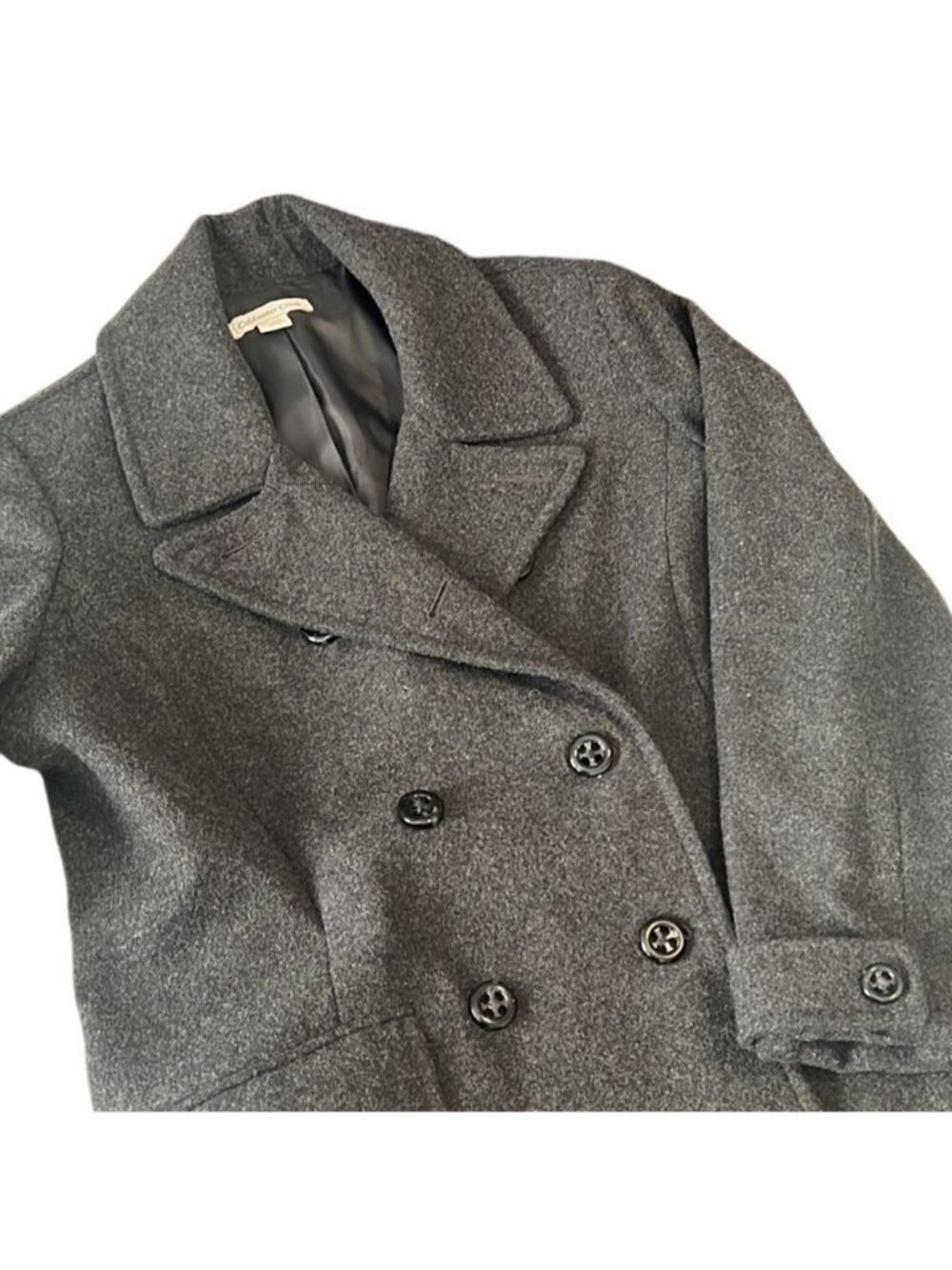 Coldwater Creek Gray Wool Blend Double Breasted Pea Coat Jacket Size Medium